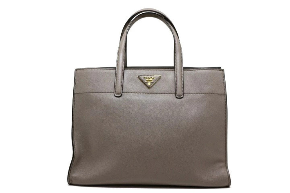 Prada Bag Tote Shoulder ARGILLA Greige Gray Saffiano